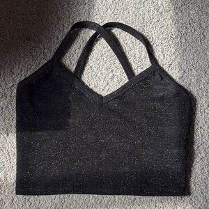 Black Glittery Crop Top